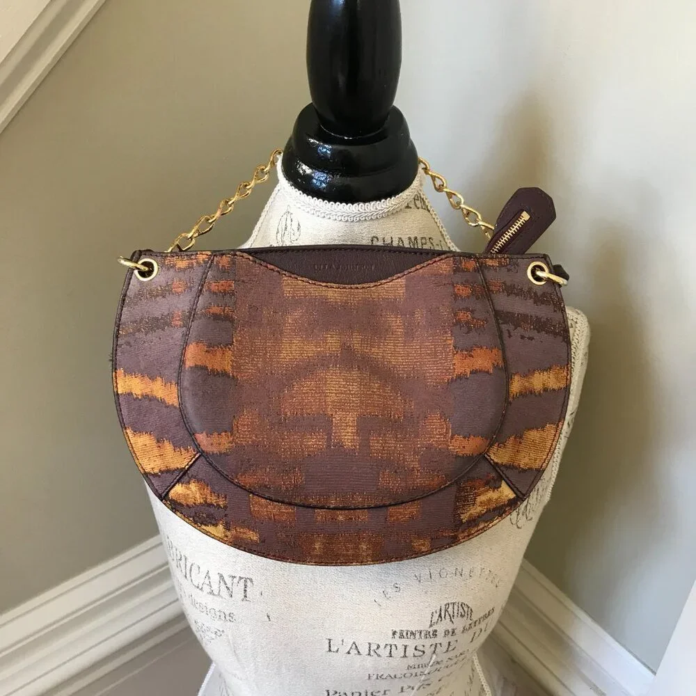 Ulla Johnson Mira Crossbody Shoulder Bag Purse Womens Brown Tiger Eye Leather
